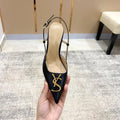 White Elegant Women's Stilettos Summer Fashion Sandals with Metal Buckle Baotou Pointed Back Design 2025 New Ladies' Shoes
