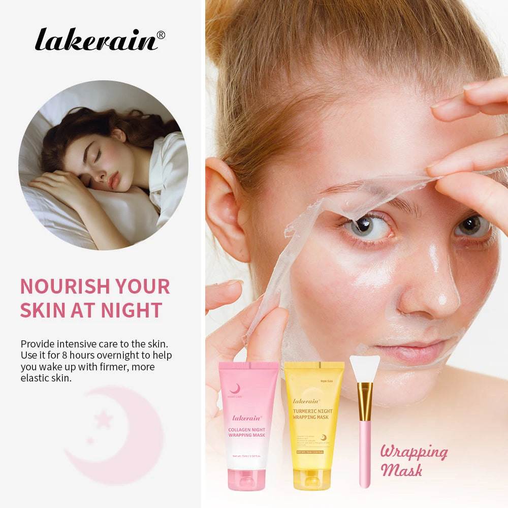 Glow night Wrapping Mask Deep Hydration Care Reduces Sagging&Dullness Even Skin Tone Mask Collagen Turmeric Hydrating Moisturize