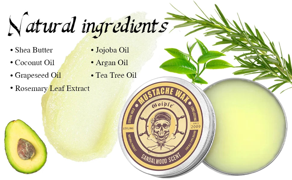 30g Sandalwood Scent Beard wax for Men Mustaches Treatment Products Facial Hair Care Butter for Softening and Smoothing Beards