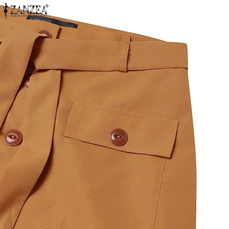2024 ZANZEA Women High Waist Solid Cargo Skirt Fashion Summer Skirts OL Work Knee-length Faldas Saia Casual Party Club Jupe