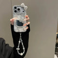 3D Cute Cartoon Sanrio Hello Kitty Glitter Phone Case for IPhone 17 16 15 14 13 12 Pro Max Shockproof Hard Makeup Mirror Cover