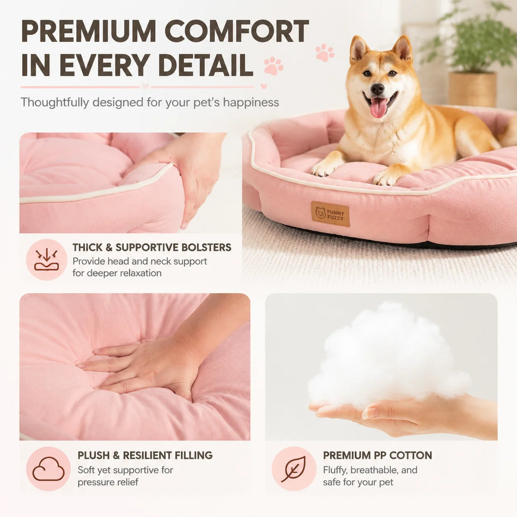 Dog Bed Orthopedic Plush Calming Sofa Pet Bed Donut Nest Soft Washable PP Cotton Support Cushion for Small Medium Large Dogs
