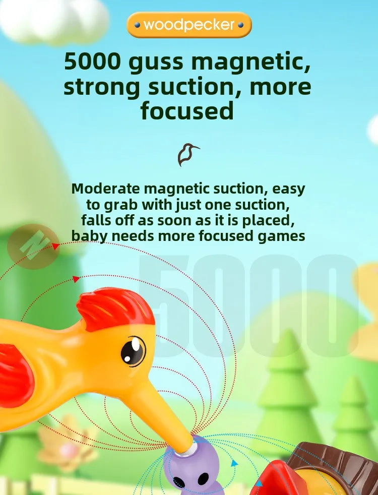Woodpecker Toys Fishing Catching Insects Small Game Bird Catching Insects Magnetic Puzzle Early Education Training Exercise Toys