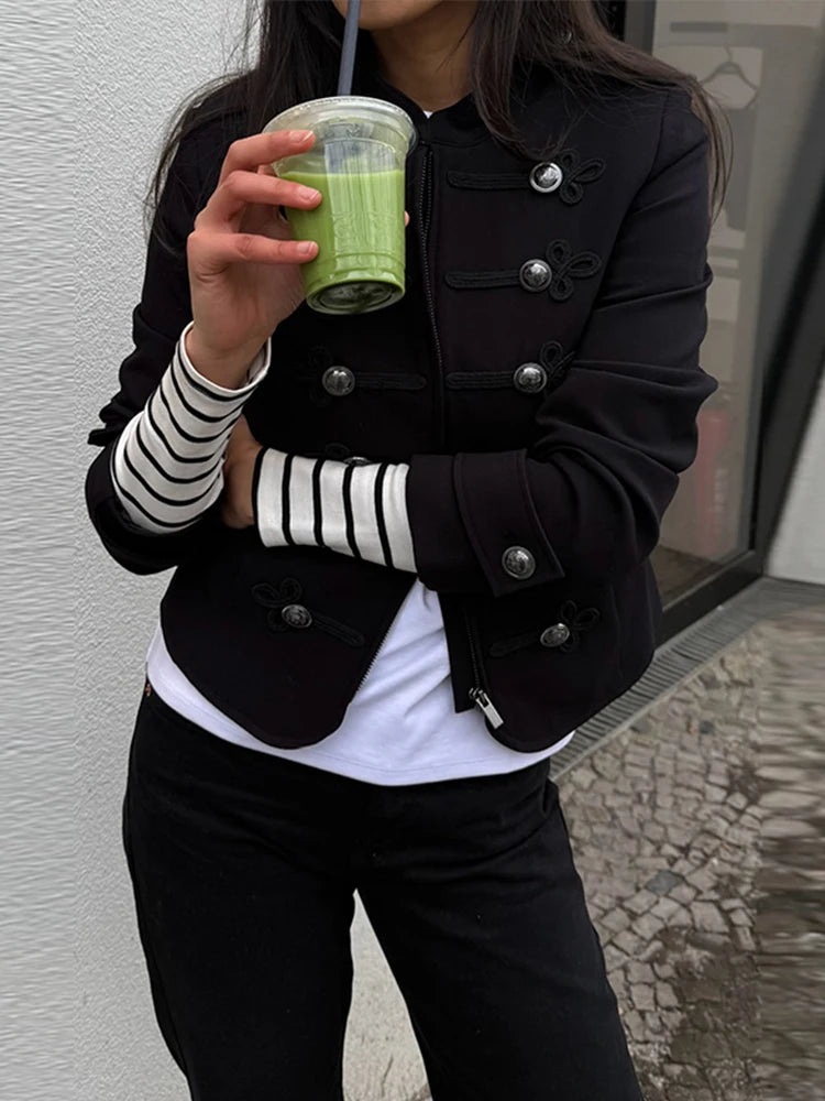 Napoleon Women Jackets Coat Solid Single Breasted Pad Shoulder Loose Outwear 2026 Female Spring New Chic Elegant Coats Jackets