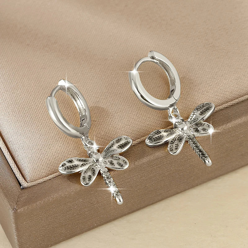 Huitan Cute Dragonfly Dangle Earrings for Women Minimalist Animal Drop Earrings Daily Party Statement Jewelry Gift Drop Shipping