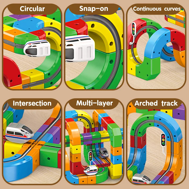 Magic Rail Car Cube Toys for Kids DIY Assembly Magic Electronic Track Train Construction Children Educational Toy Christmas Gift