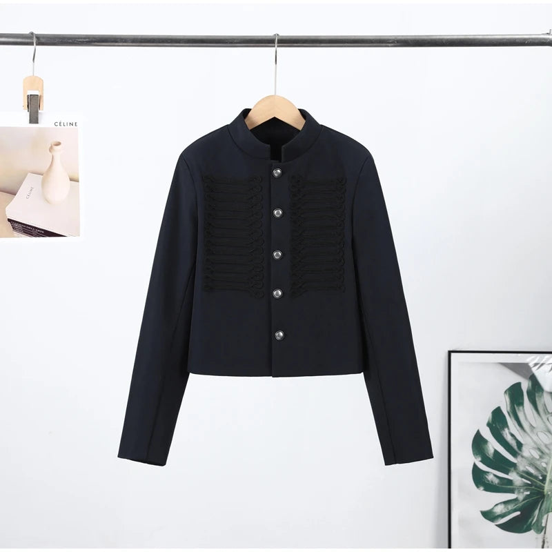 Napoleon Women Jackets Coat Solid Single Breasted Pad Shoulder Loose Outwear 2026 Female Spring New Chic Elegant Coats Jackets