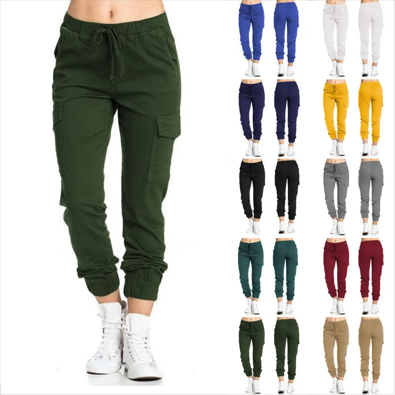 2026Women's Workwear Casual Pants with Elastic Waist, Drawstring, and Side Pockets