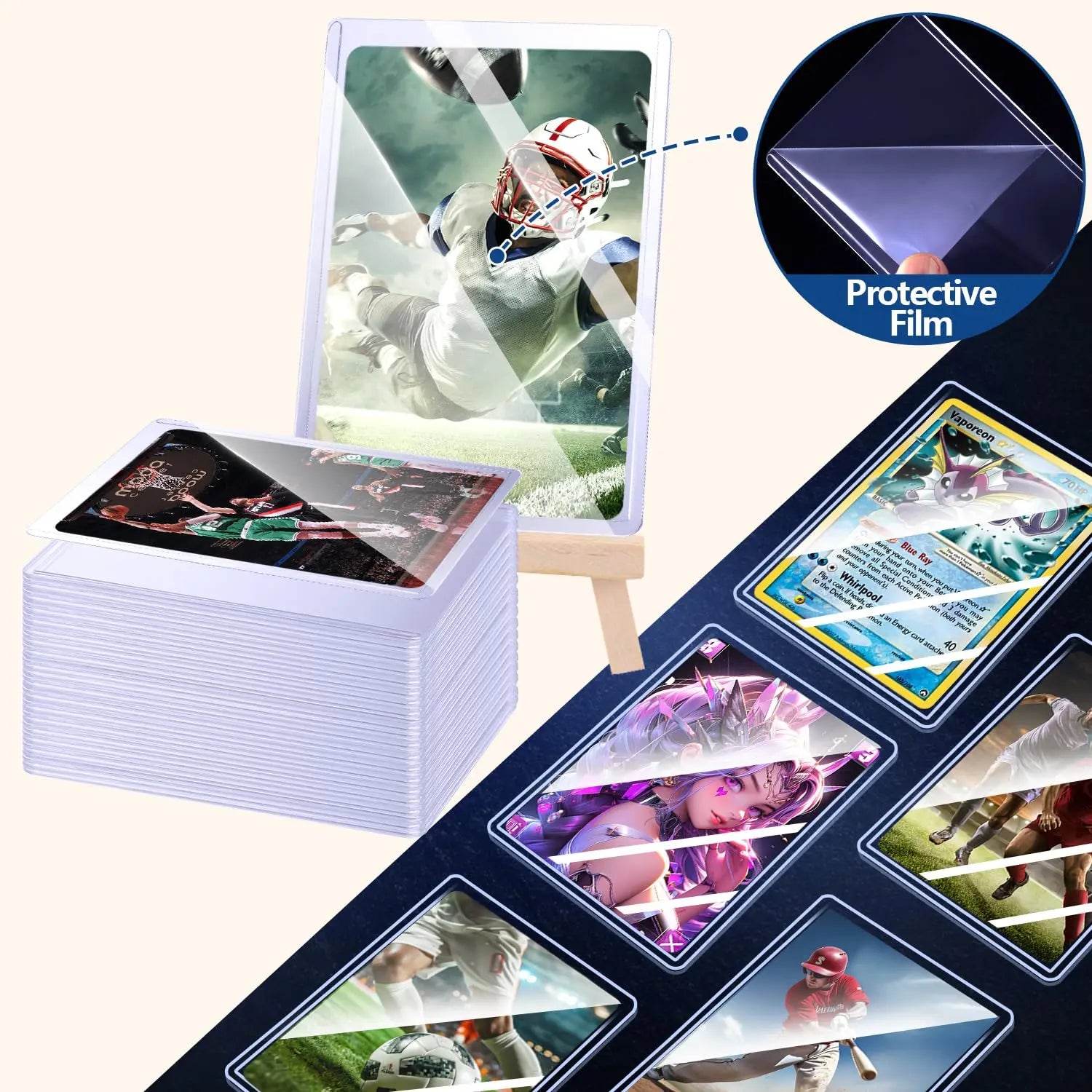 25-100pcs 3" x 4" Hard Card Sleeve Clear Anti Scratch Protector For Pokemon Game Baseball Sports Card Trading Protect Toploaders