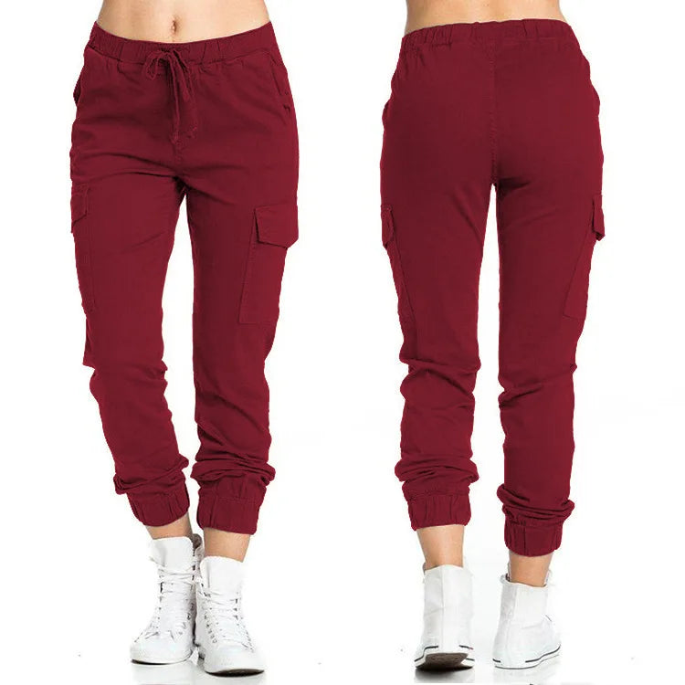 2026Women's Workwear Casual Pants with Elastic Waist, Drawstring, and Side Pockets