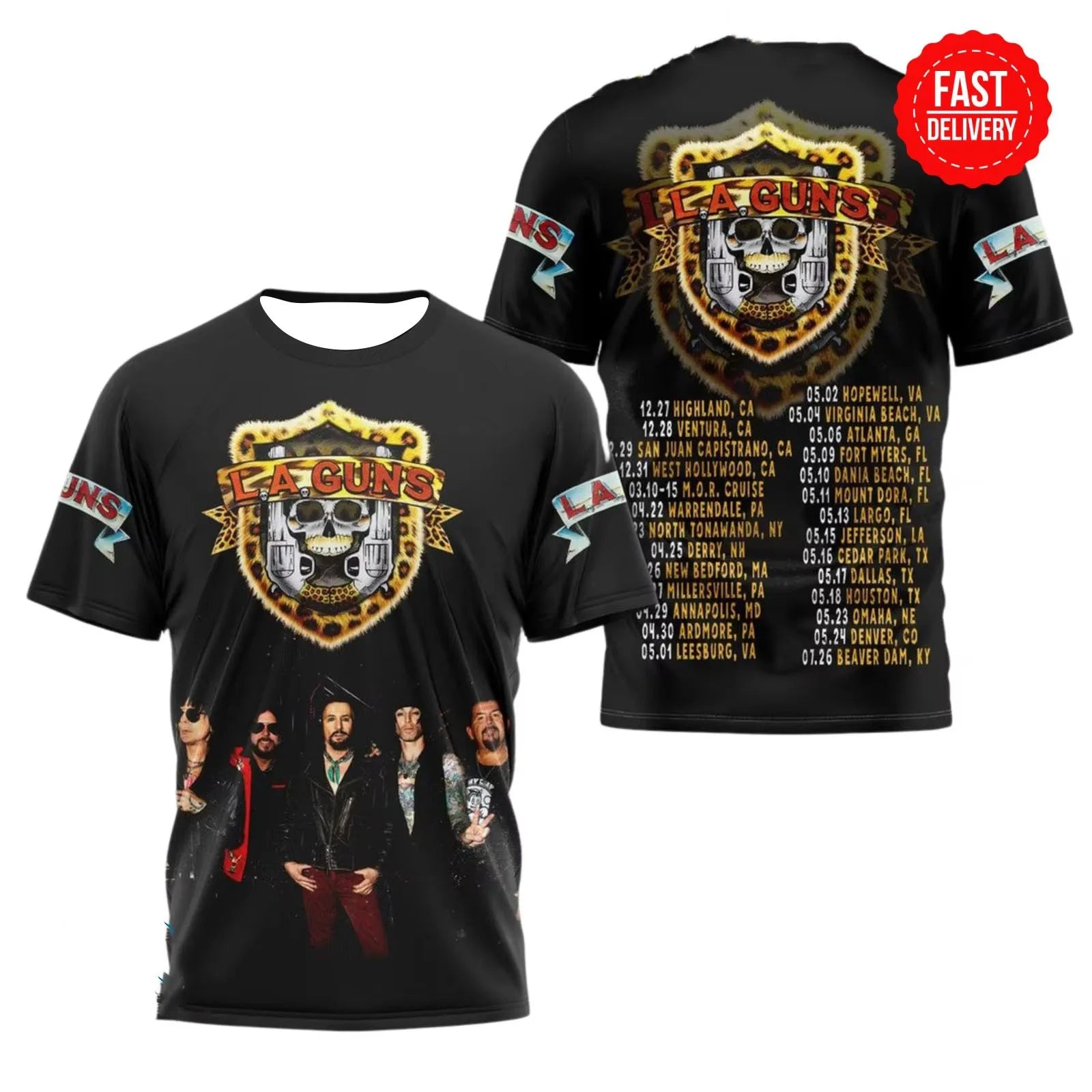 Hot Guns N Roses Tour 2025 3D T-Shirt – Licensed & Limited Rock Band Shirt