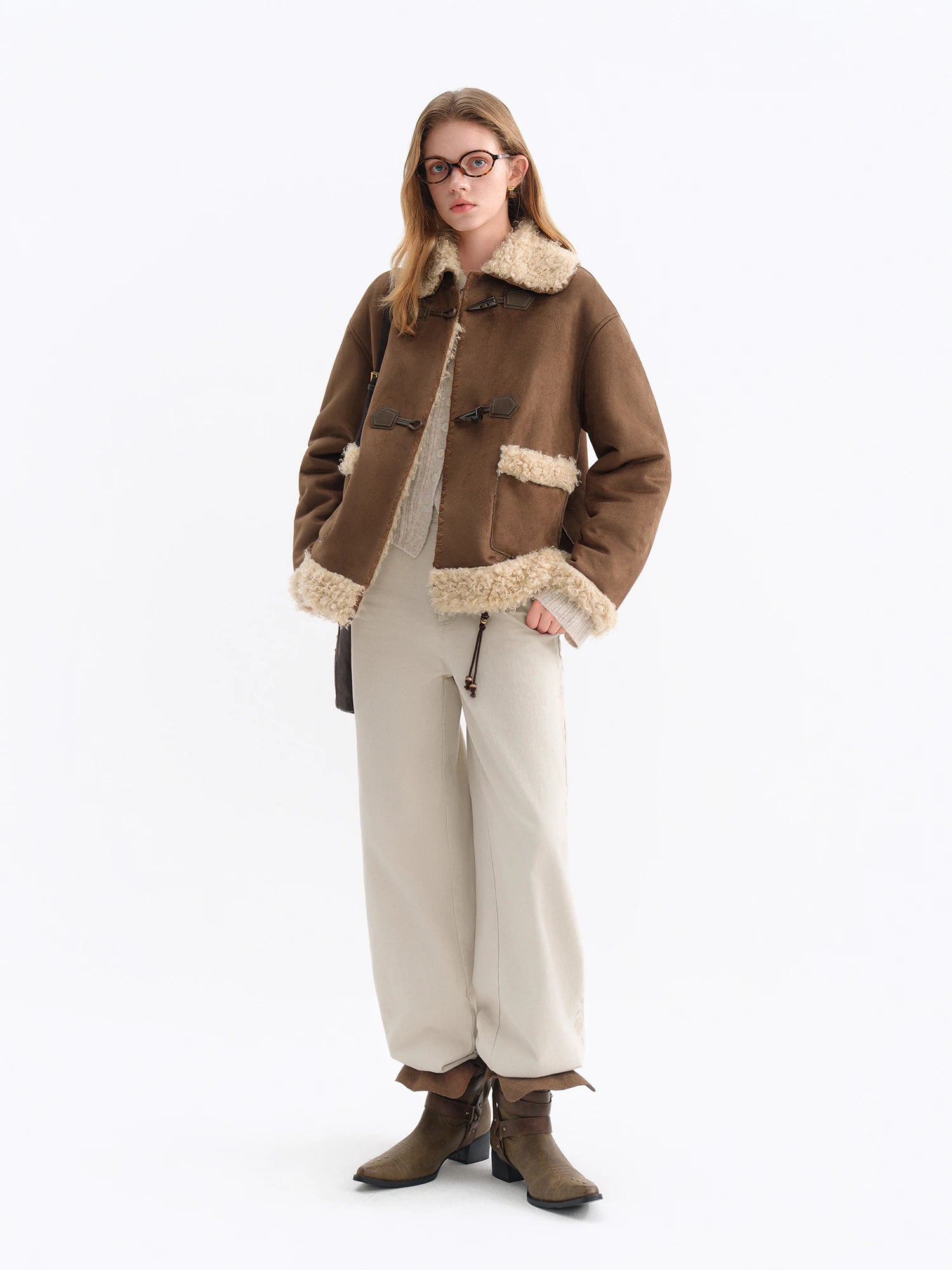 FSLE 2025 Winter Women's Vintage Washed Embroidered Banana Jeans Curved High Waist Wide Leg Trousers Slim Fit Retro Pants