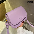 Women Simple Solid Color Saddle Shoulder Bag Crossbody Bag Flap Messenger Bag Women's Handbags