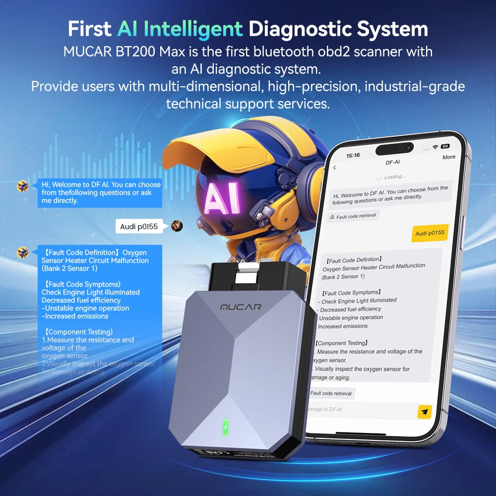 MUCAR BT200 MAX OBD2 Scanner Full System Diagnostic Tools 15 Resets Lifetime Free Update Active Test CANFD Car Scan Tools