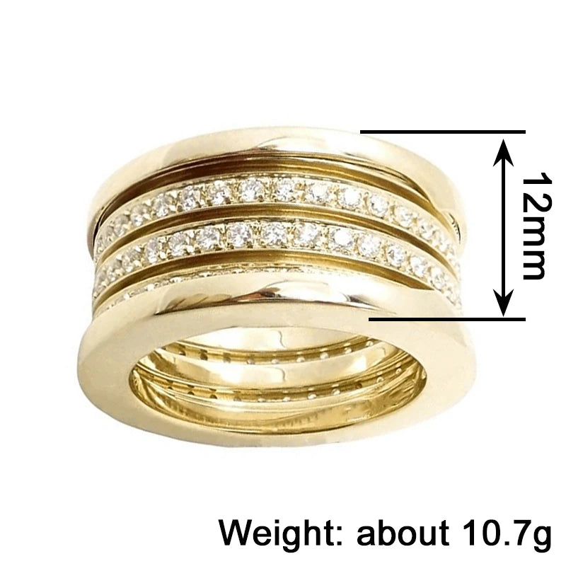 Huitan Luxury Rings with Shiny Cubic Zirconia Delicate Temperament Finger Accessories for Women Noble Stylish Engagement Jewelry