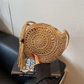Handmade Knitting Women's Bags Tassel Crossbody Shoulder Handmade Knitting Bags Crochet Round Straw Bag Women's Bag Beach Bags