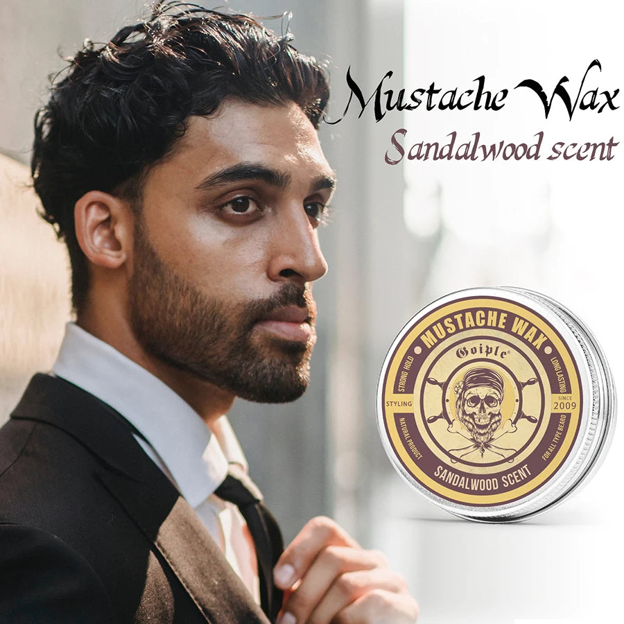 30g Sandalwood Scent Beard wax for Men Mustaches Treatment Products Facial Hair Care Butter for Softening and Smoothing Beards