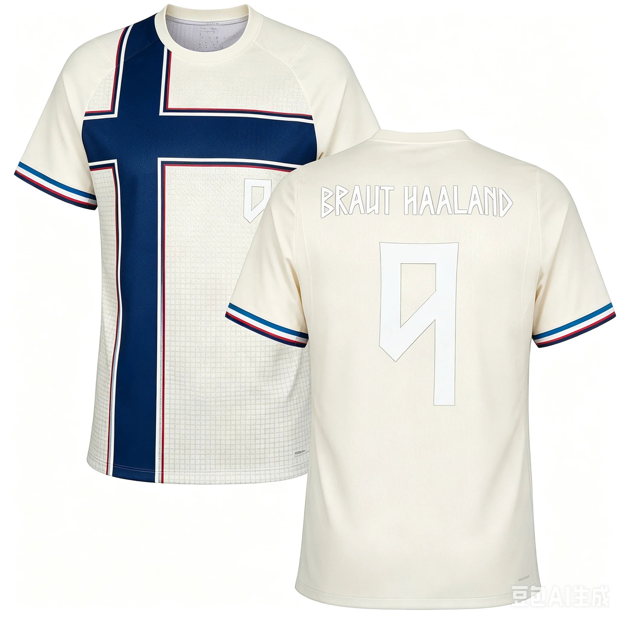 Norway Soccer Jersey Red Base Crew Cuffs Splash Cross Flag Graphic White No.9 National Detail 2026 Crest Fan Football Shirt