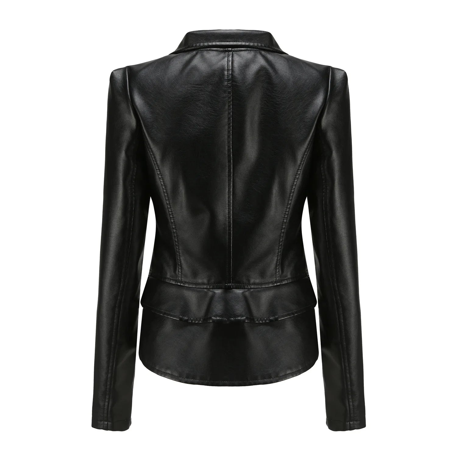 Women Faux Leather Coat Turn Down Collar Full Sleeve Jackets Zipper Casual Splice Coats Short Jacket Sexy Slim Fit Autumn