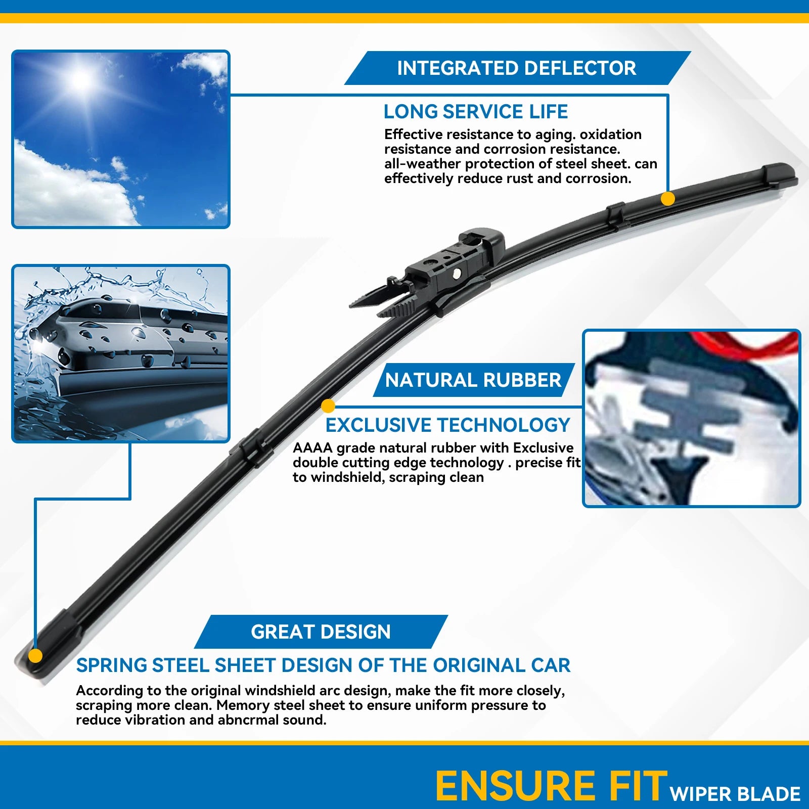 Erick's Wiper Front & Rear Wiper Blades Set For Ford Explorer MK5 2011 - 2019 Windshield Windscreen Window Rain Brush 26"22"11"