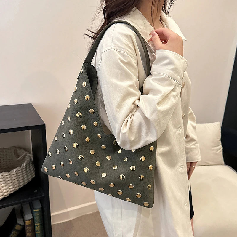 Fashion Suede Solid Color Hasp Large Capacity Shoulder Bags 2026 Hot Sale Commuting Sweet Versatile Youth Women's Handbags