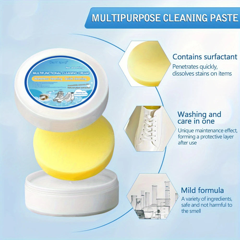 White Sneaker Cleaning Cream, Whitening and Stain Removal for Shoes, Leather, Car Interior, Women's Bags