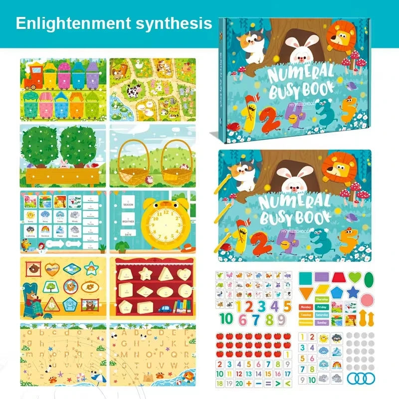 Busy Books Montessori Toy for 1 2 3 4 Year Toddlers Educational Activity Book Developing Sensory Board for Fine Motor Skills Toy