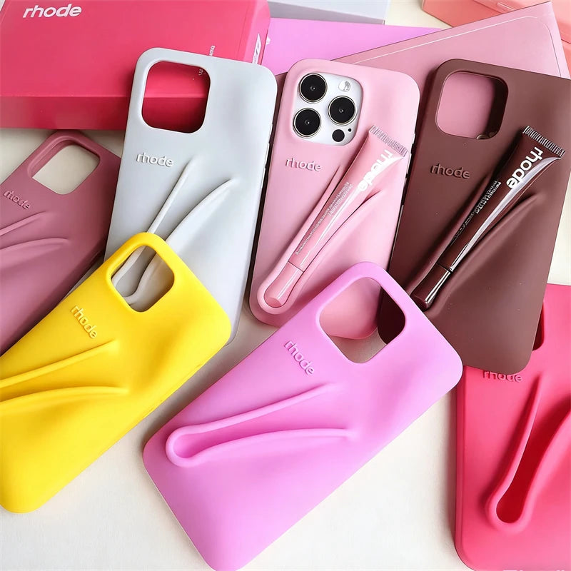 Ribbon Toast Espresso Lemontini Lip Gloss Phone Case for iPhone 17 Air 12 13 14 15 16 Pro Max Plus Lipstick Solid Colour Cover