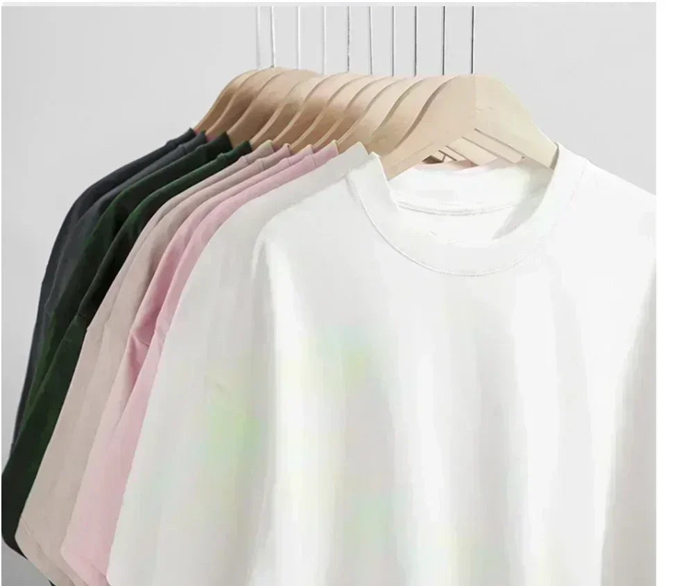 New Short-sleeved T-shirt - Pure Cotton, for Both Men and Women, for A Couple. 2026 Summer, Loose and Casual Round-neck T-shirt.