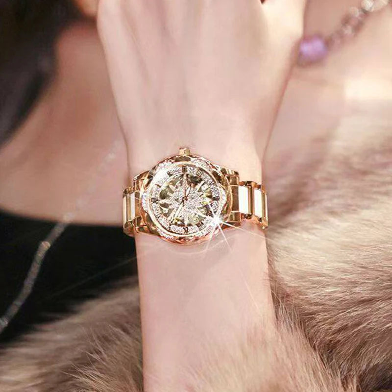 Woman Watch Elegant 2026 Wristwatches Skeleton Circular Dial Ladies Quartz Diamond Watch Luxury Fashion Watches for Girlfriend