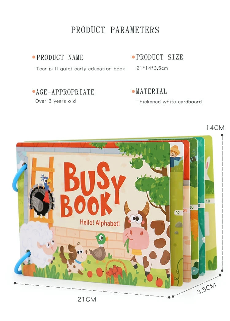 Busy Books Montessori Toy for 1 2 3 4 Year Toddlers Educational Activity Book Developing Sensory Board for Fine Motor Skills Toy