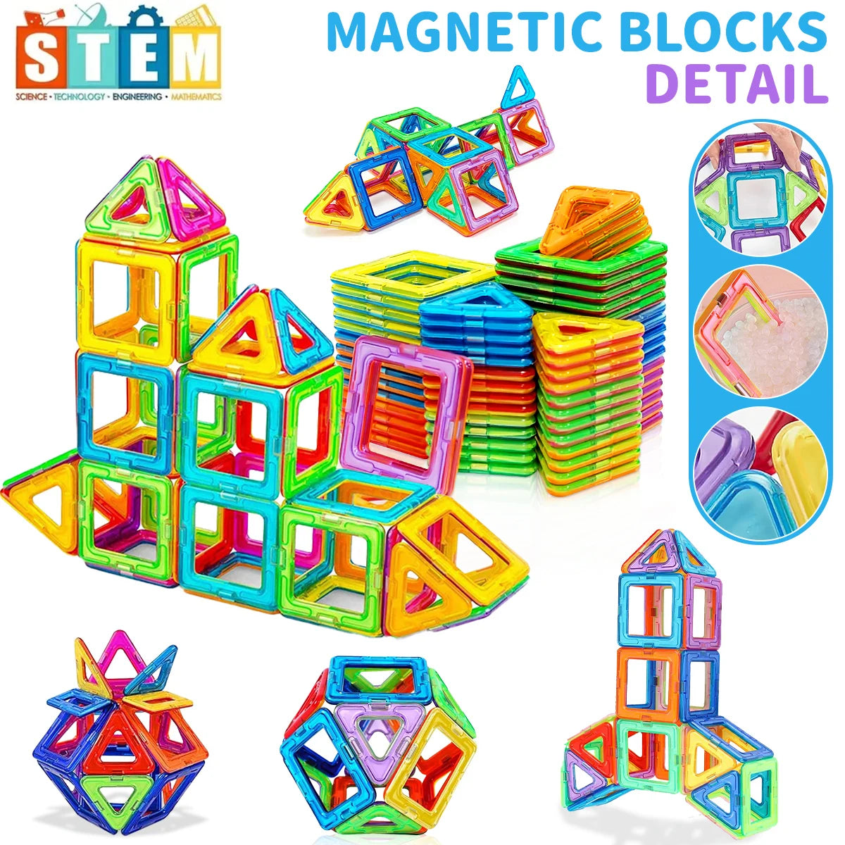 Magnetic Building Blocks DIY Magnets Toys STEM Toys Construction Toys Learning Educational Magnet Toys, Puzzle Birthday Gifts