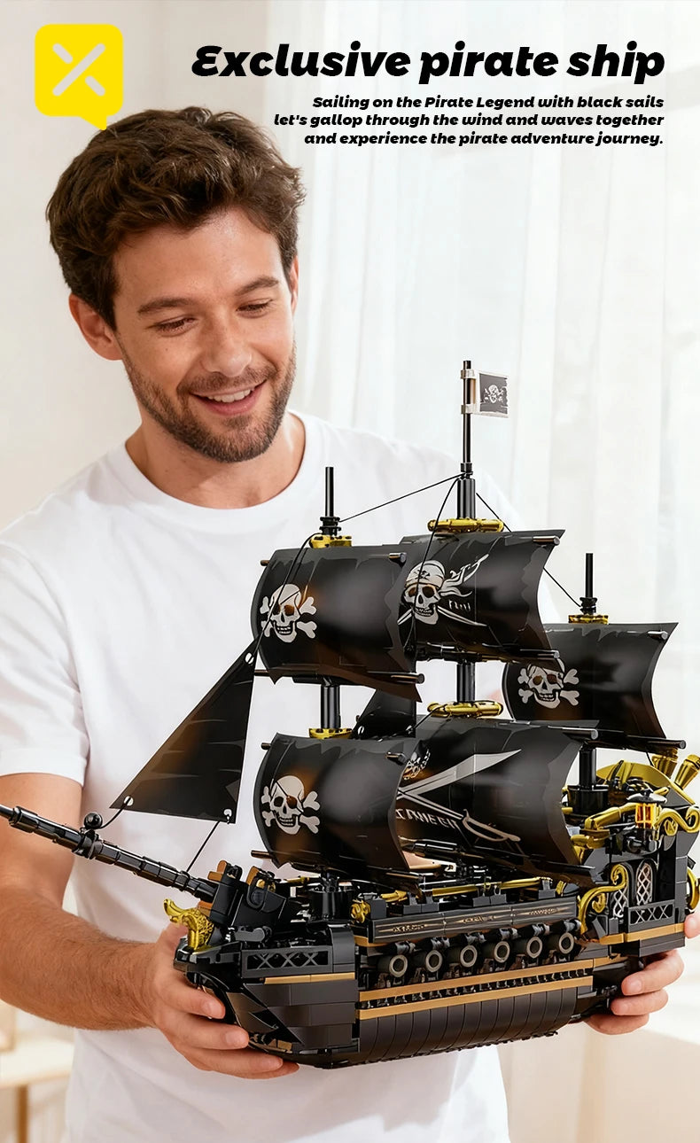Pirate Ship Building Blocks Vessel Sailboat Model Bricks City Traffic Series Creative Desktop Decoration Toys For Children Gifts