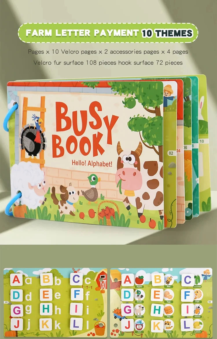 Busy Books Montessori Toy for 1 2 3 4 Year Toddlers Educational Activity Book Developing Sensory Board for Fine Motor Skills Toy