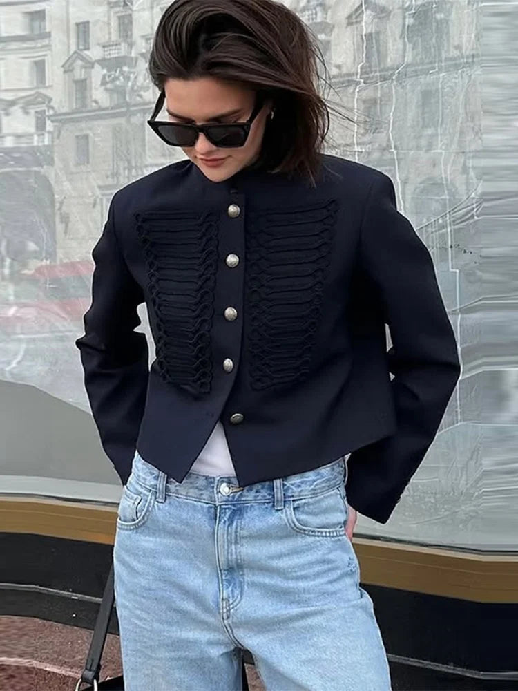 Napoleon Women Jackets Coat Solid Single Breasted Pad Shoulder Loose Outwear 2026 Female Spring New Chic Elegant Coats Jackets