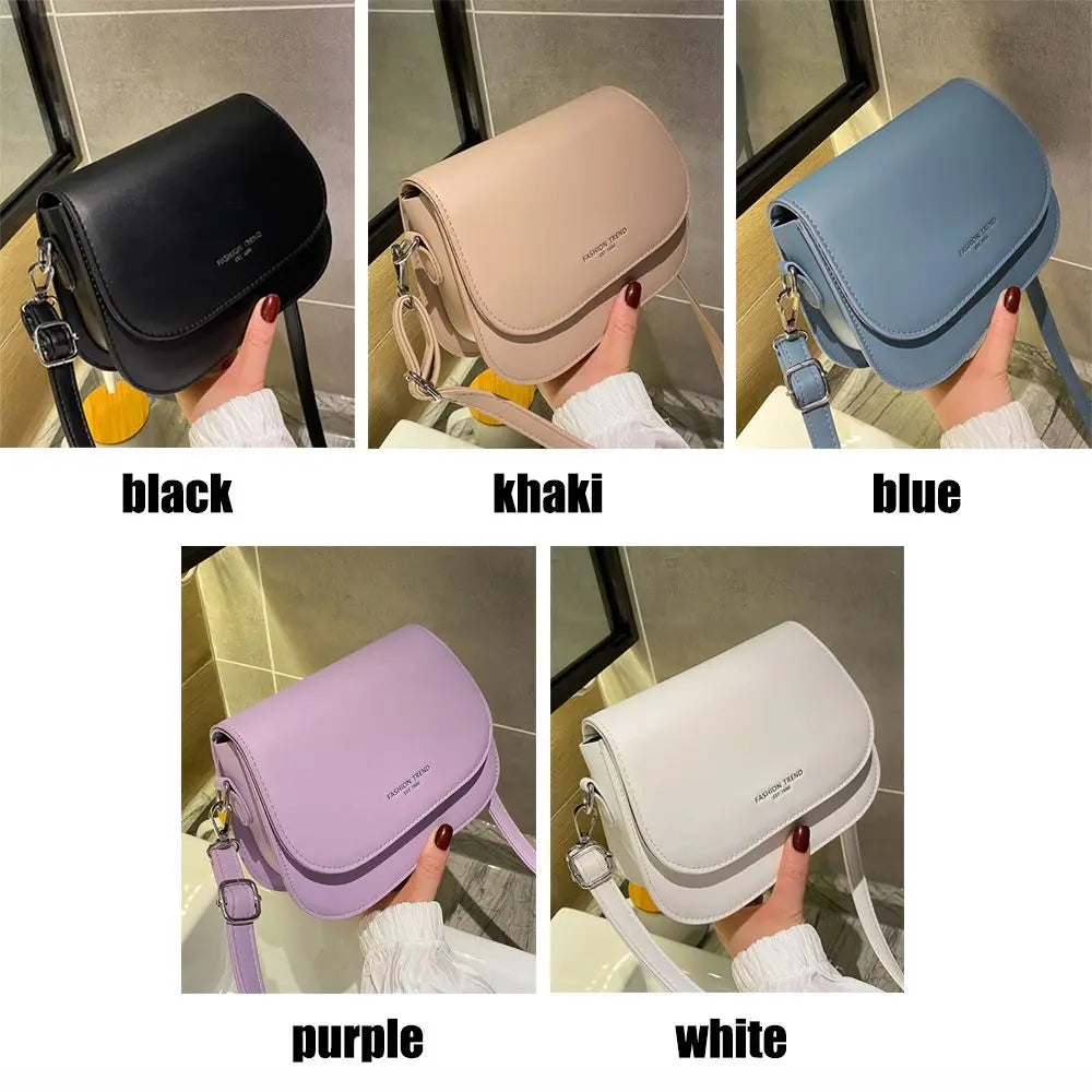 Women Simple Solid Color Saddle Shoulder Bag Crossbody Bag Flap Messenger Bag Women's Handbags