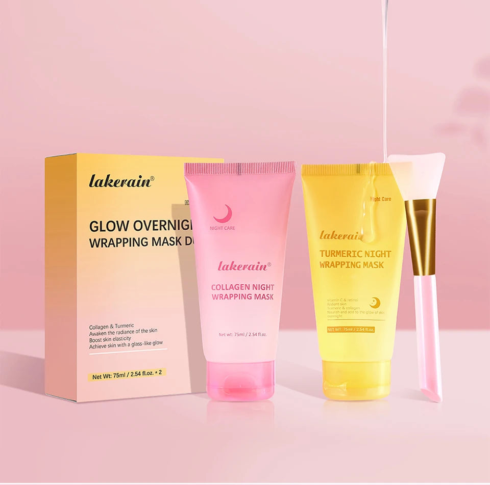 Glow night Wrapping Mask Deep Hydration Care Reduces Sagging&Dullness Even Skin Tone Mask Collagen Turmeric Hydrating Moisturize