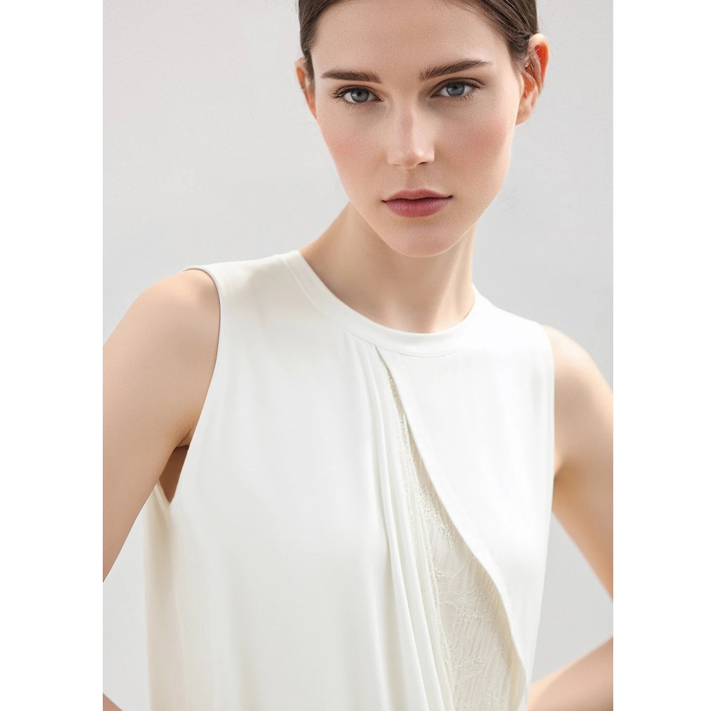 Amii Women's Camisole 2026 Summer New Round Neck Stretch Jacquard Patchwork Tank Top Casual Sleeveless Vest For Women 12652011
