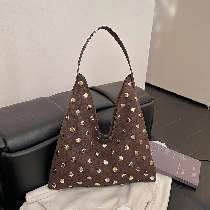 Fashion Suede Solid Color Hasp Large Capacity Shoulder Bags 2026 Hot Sale Commuting Sweet Versatile Youth Women's Handbags