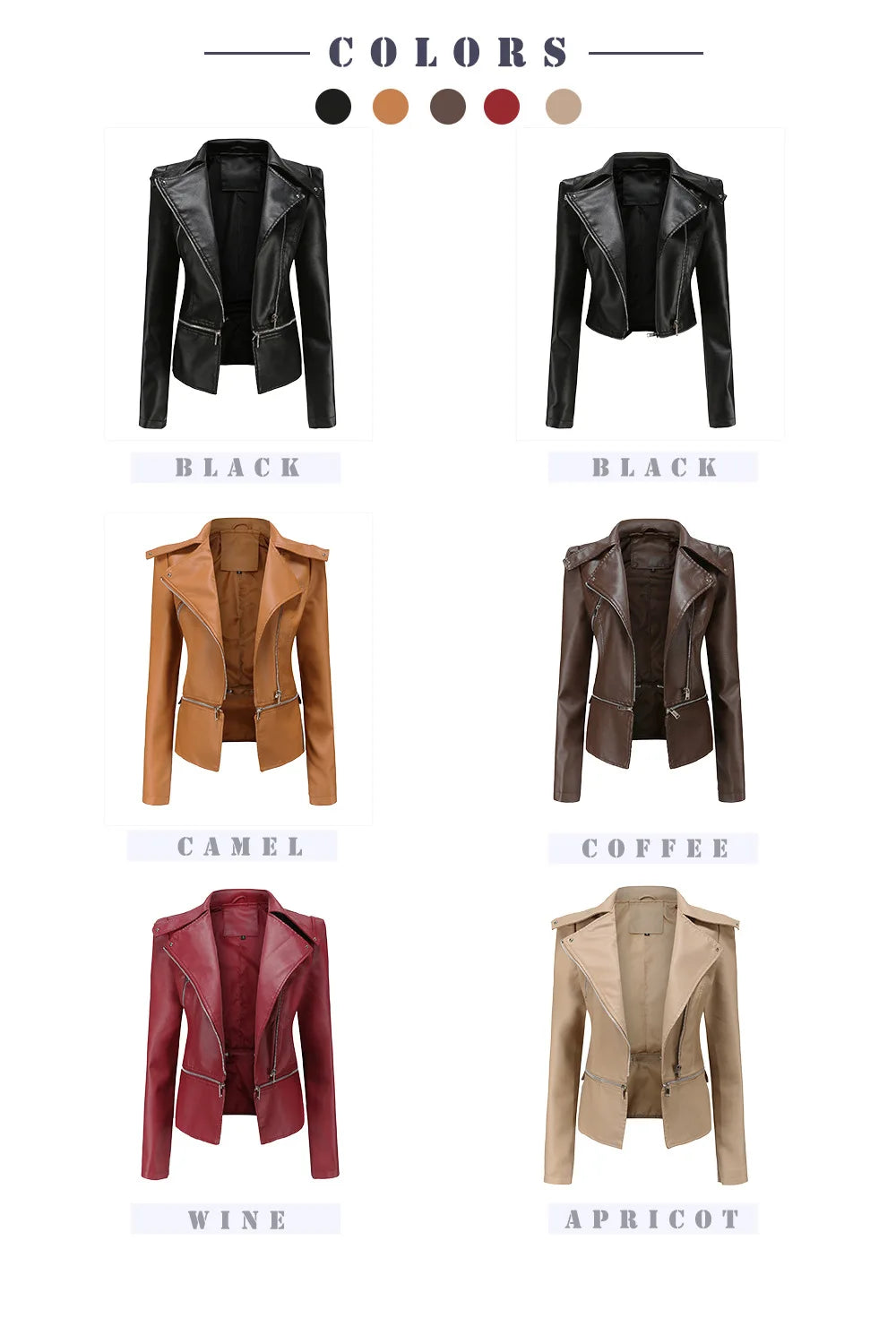 Women Faux Leather Coat Turn Down Collar Full Sleeve Jackets Zipper Casual Splice Coats Short Jacket Sexy Slim Fit Autumn