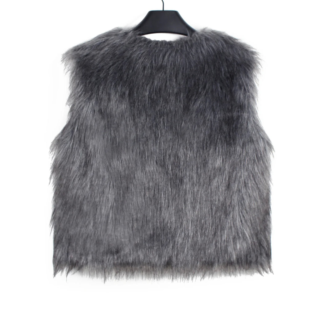 Women Gilet Fashion Solid Color Sleeveless Faux Fur Vest Open Front Jackets Vest Solid Outwear