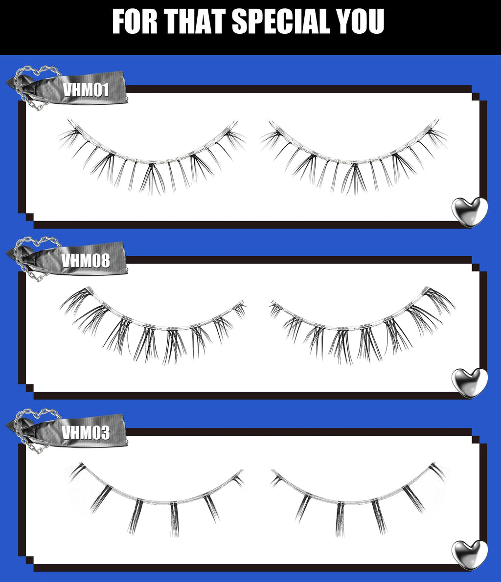 Vipuda Lower Lashes 5 Pairs Clear Band Bottom Lashes Natural Wispy Handmade Under Eye Lashes Extensions Soft Fake Lashes Pack
