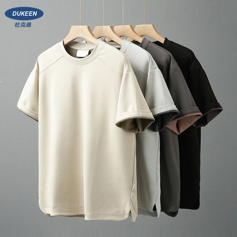 DUKEEN Modal Fabric T Shirts for Men 2025 Summer New Coolness Quick-Drying Shorts-Sleeve Tops Oversized Men's Clothing