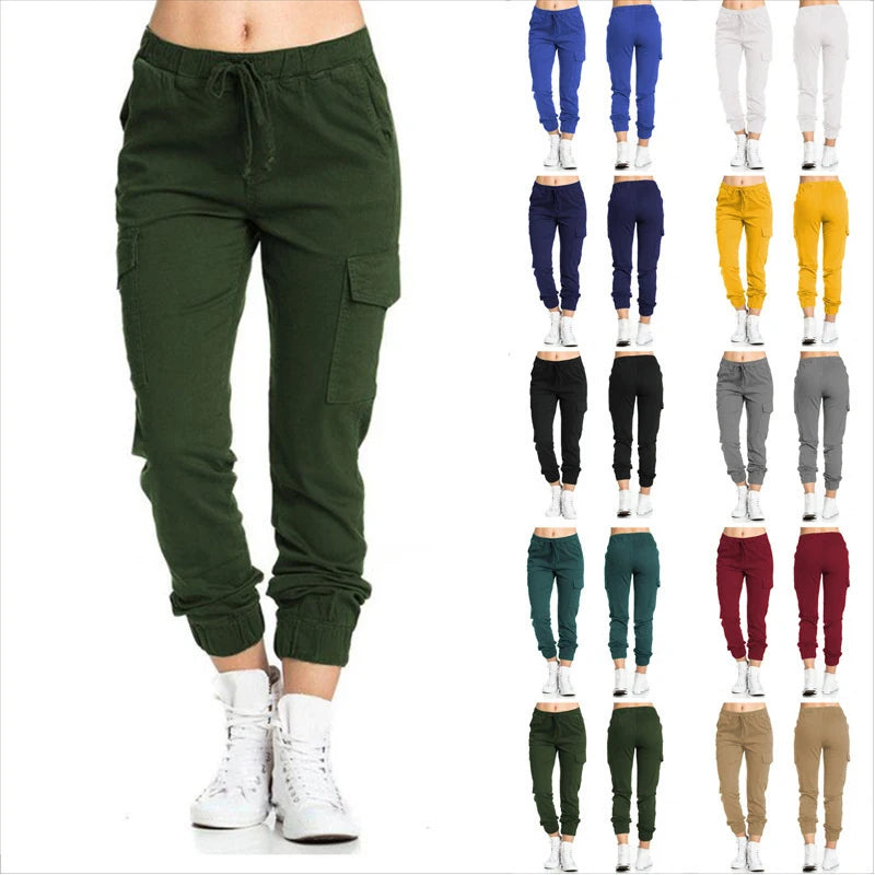 2026Women's Workwear Casual Pants with Elastic Waist, Drawstring, and Side Pockets