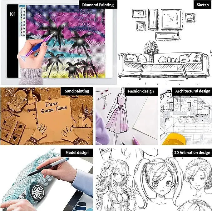 A3/A4/A5 Three Level Dimmable Led Light Pad Drawing Board Pad Tracing Light Box Eye Protection Easier for Diamond Painting