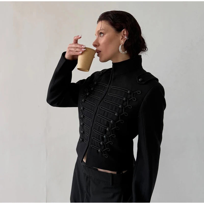 Napoleon Women Jackets Coat Solid Single Breasted Pad Shoulder Loose Outwear 2026 Female Spring New Chic Elegant Coats Jackets