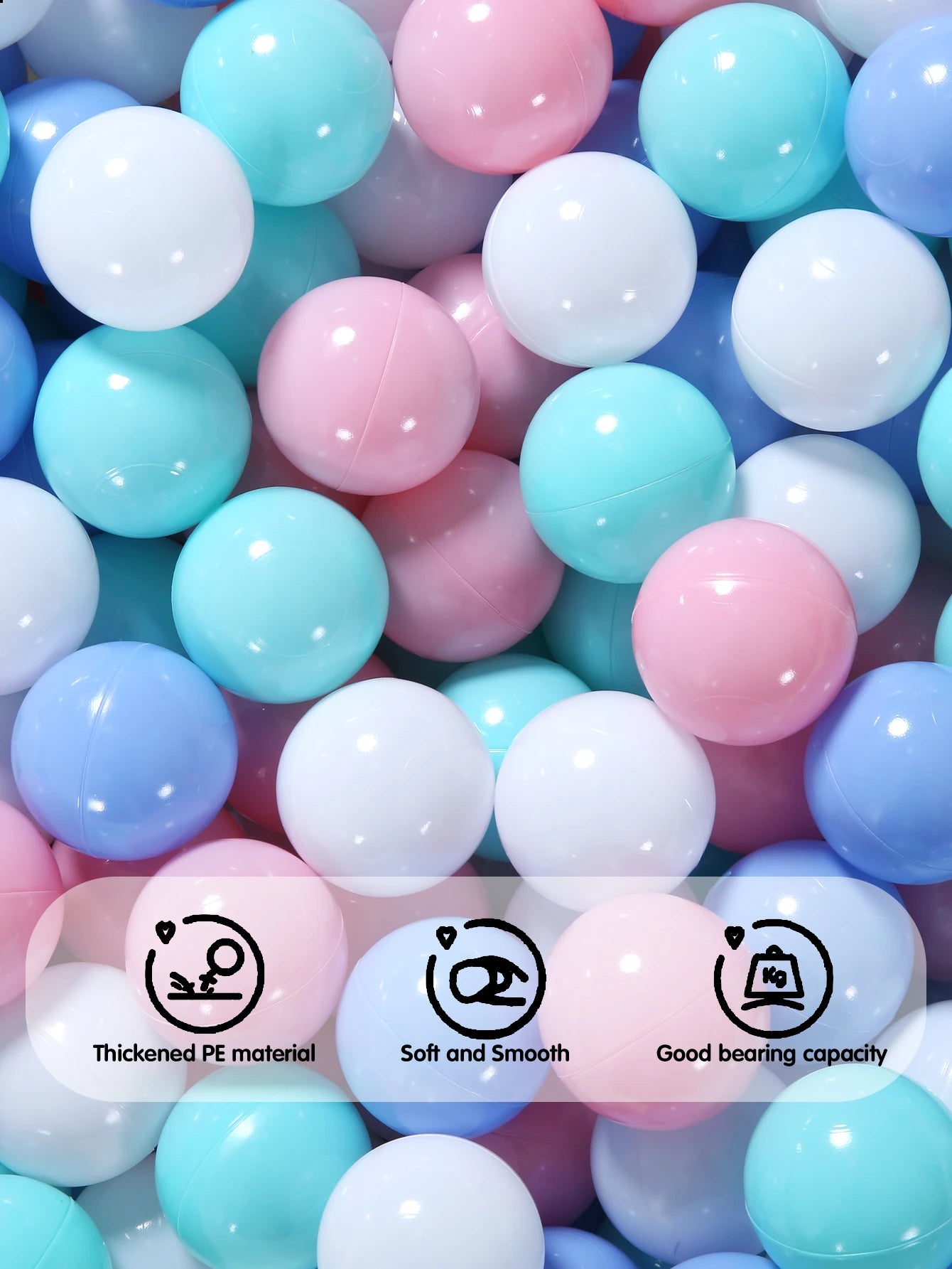 5.5cm 100pcs with Bag Crush Proof Eco-Friendly Ball Pit Balls Macca Colors Pink Blue Green and White Round Shape