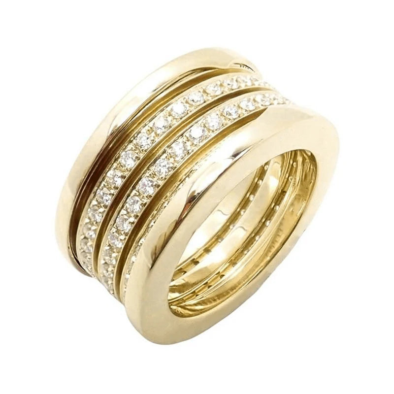Huitan Luxury Rings with Shiny Cubic Zirconia Delicate Temperament Finger Accessories for Women Noble Stylish Engagement Jewelry