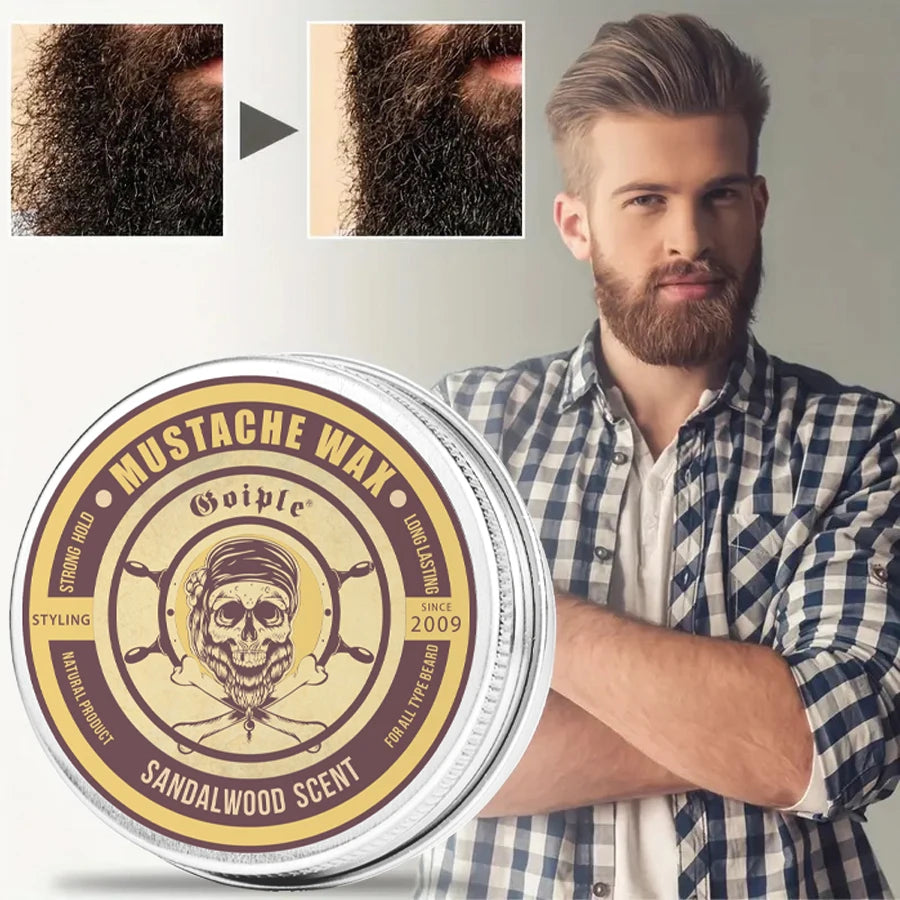 30g Sandalwood Scent Beard wax for Men Mustaches Treatment Products Facial Hair Care Butter for Softening and Smoothing Beards