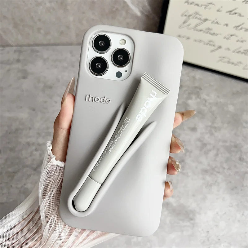 Ribbon Toast Espresso Lemontini Lip Gloss Phone Case for iPhone 17 Air 12 13 14 15 16 Pro Max Plus Lipstick Solid Colour Cover